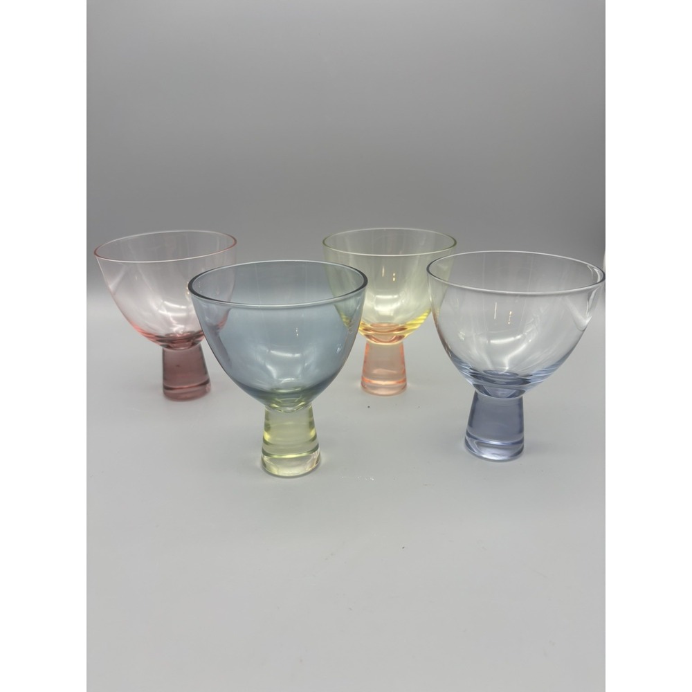 Art Deco Style Barware Glasses Multi Color Set of 4
